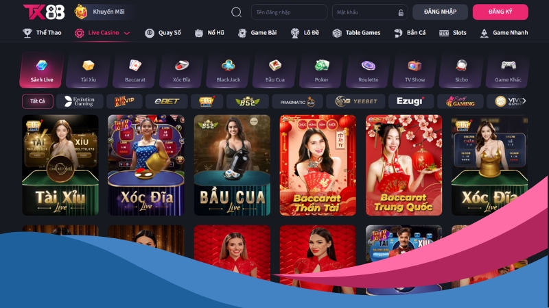Live Casino TX88 - Tái hiện không gian sòng bạc đẳng cấp Live Casino TX88 - Tái hiện không gian sòng bạc đẳng cấp